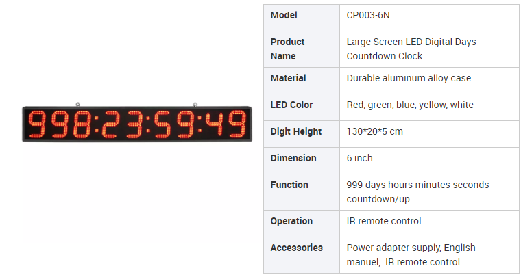 9 digits 4 inch countdown timer