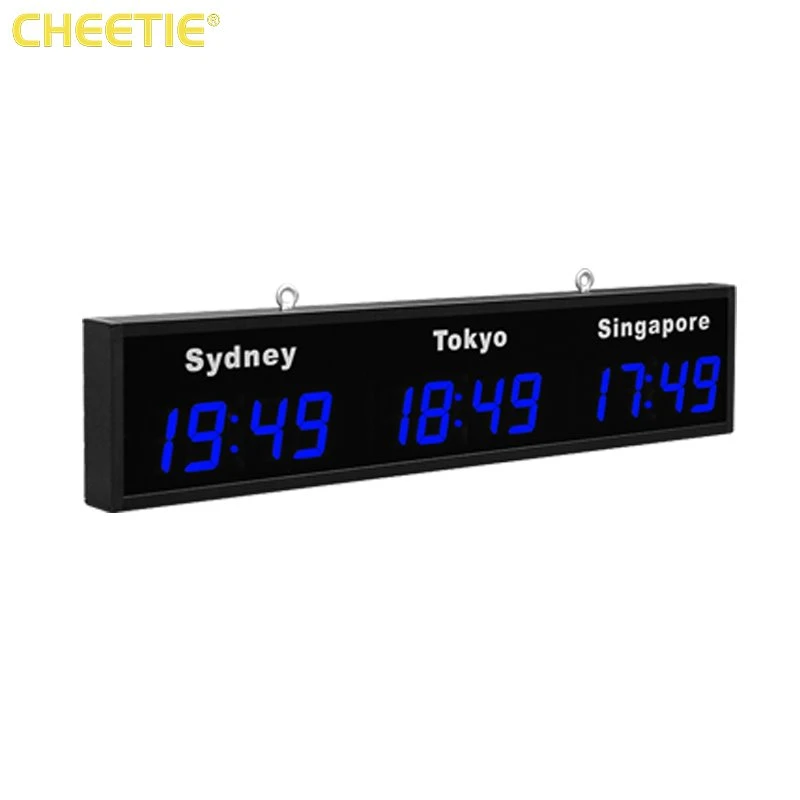 Multi City LED World Clock 4 Time Zone Display sincronizat cu data